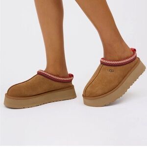 UGG Tazz Women's Platform Slippers - CHESTNUT W/ RED Sz 8 Casual Comfy Preppy